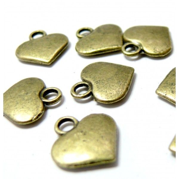 pendentifs breloques Coeur métal coloris Bronze