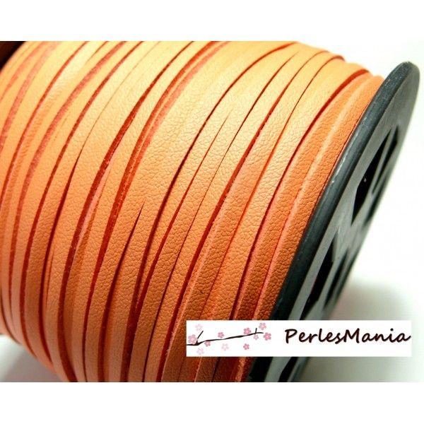 10m de cordon en suédine aspect cuir Orange pêche PG001507 qualité 