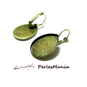 Boucles d'oreille Dormeuse Plateau Goutte 13x18mm – Laiton Bronze