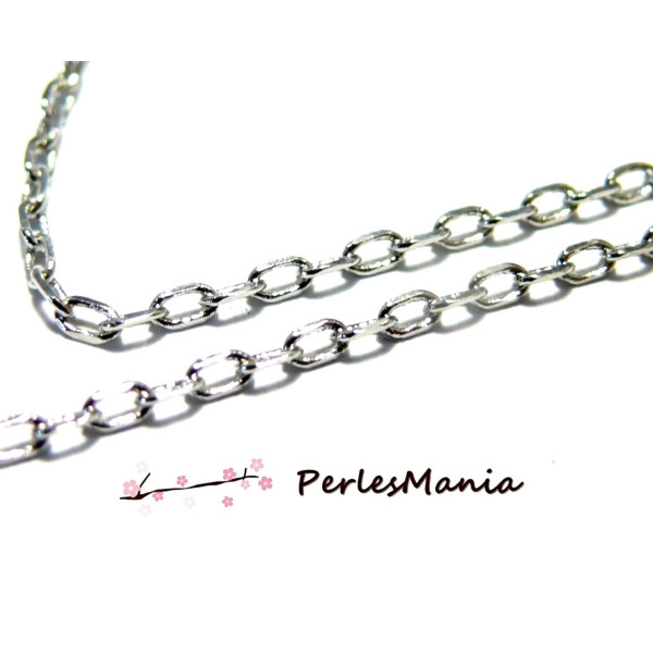 Chaine maille Forcat 3 par 1.5mm Cuivre couleur Argent Platine