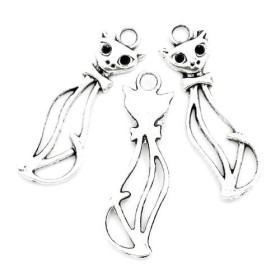 PAX 20 pendentifs breloque chat metal couleur Argent Antique 2A7522 
