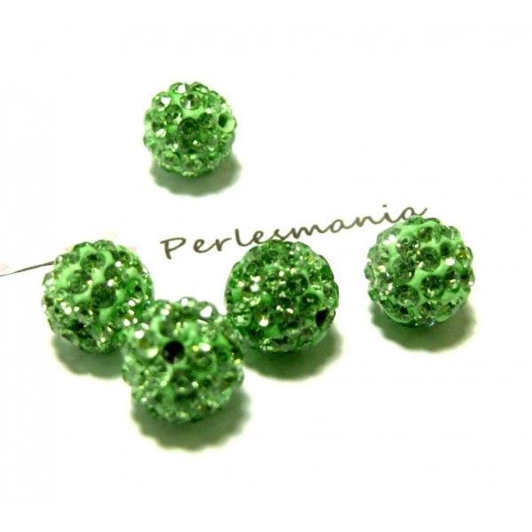 4 perles shambala Ronde 10mm Qualité Coloris Vert