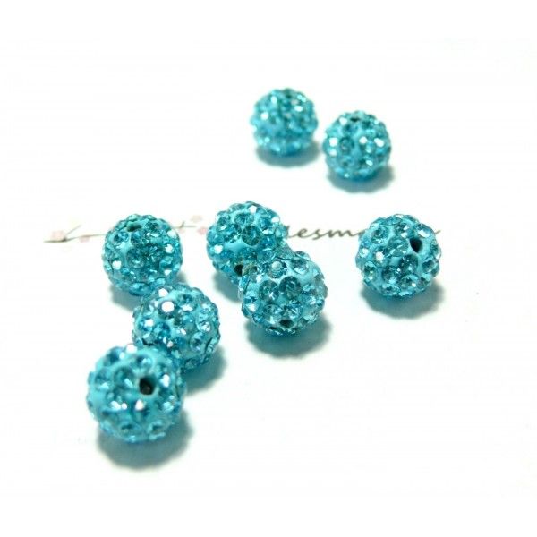 4 perles shambala Ronde 10mm Qualité Coloris Bleu Turquoise