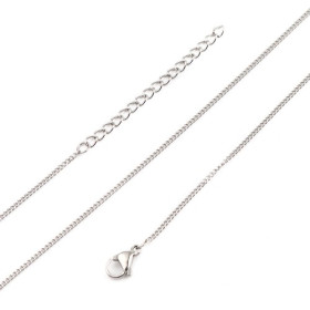 Collier 45 cm maille fine 1.7mm en Acier Inoxydable 304 coloris Argent Platine