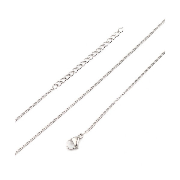 Collier 45 cm maille fine 1.7mm en Acier Inoxydable 304 coloris Argent Platine