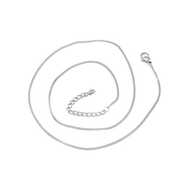 Collier 45 cm maille fine 1.7mm en Acier Inoxydable 304 coloris Argent Platine