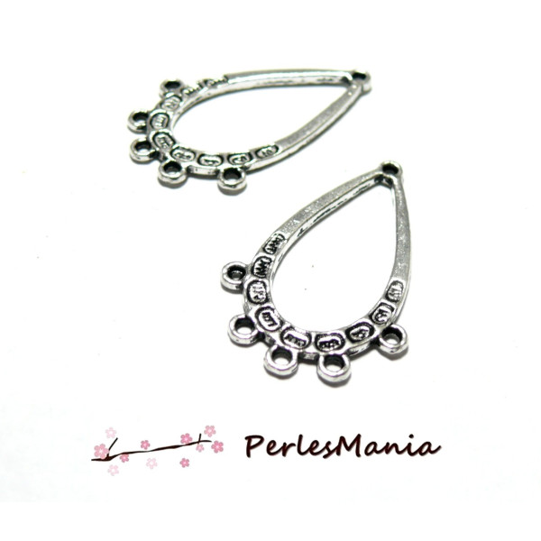 Pendentifs multiconnecteur Goutte Métal Argent Antique