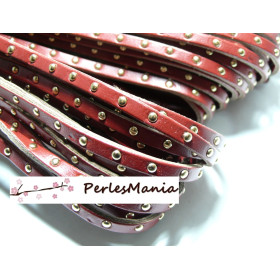 de cordon SIMILI CUIR CLOUTE ROUGE 5 par 3MM