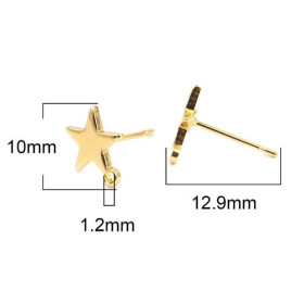 PS11662619 PAX: 2 Paires de Boucles d'oreille puce Etoile avec attache metal coloris Doré et embout plastique