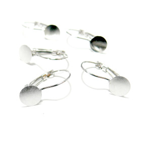 Supports boucle d'oreille Dormeuse Plateau Lisse 10mm metal couleur Argent Vif