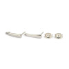 Boucles d'oreille Puce Rectangle Tige 15mm et embouts en Acier Inoxydable 304 coloris Argent