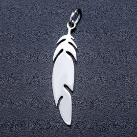 BU200513192734 PAX 2 Pendentifs Plumes  29 mm Argent en Acier Inoxydable 304 pour bijoux raffinés