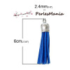 Pompons breloque passementière 60mm suédine BLEU ARGENT VIF