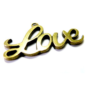 Lot de 4 breloques pendentifs Love Grand modèle métal coloris Bronze
