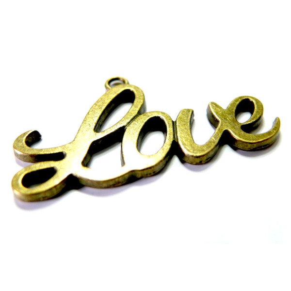 Lot de 4 breloques pendentifs Love Grand modèle métal coloris Bronze