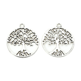 Pendentifs ARBRE dans Cercle metal couleur Argent Antique