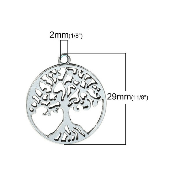 Pendentifs ARBRE dans Cercle metal couleur Argent Antique