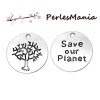 Pendentifs breloques SAVE OUR PLANET metal couleur ARGENT ANTIQUE