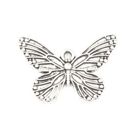 pendentifs Papillon 30 mm métal coloris Argent Antique