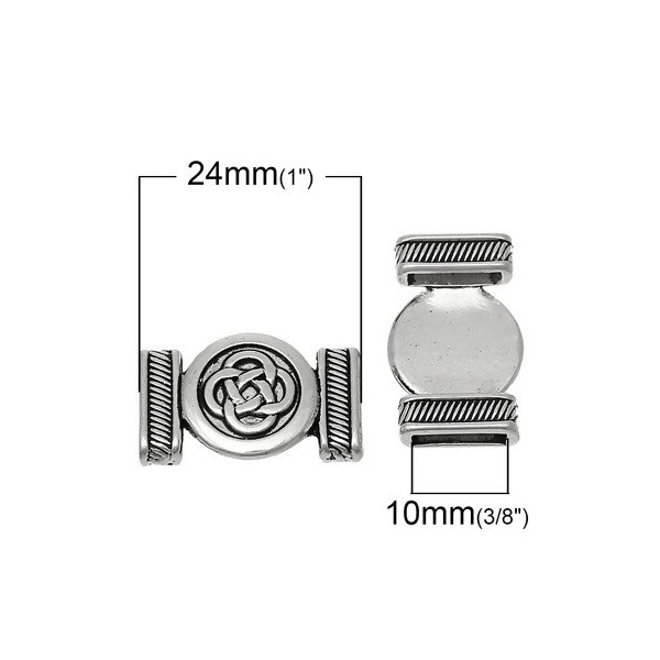 PS1147042 PAX 10 Slides passants Majextueux, Noeud celtique couleur Argent Antique pour Cordon Plat Cuir Liberty