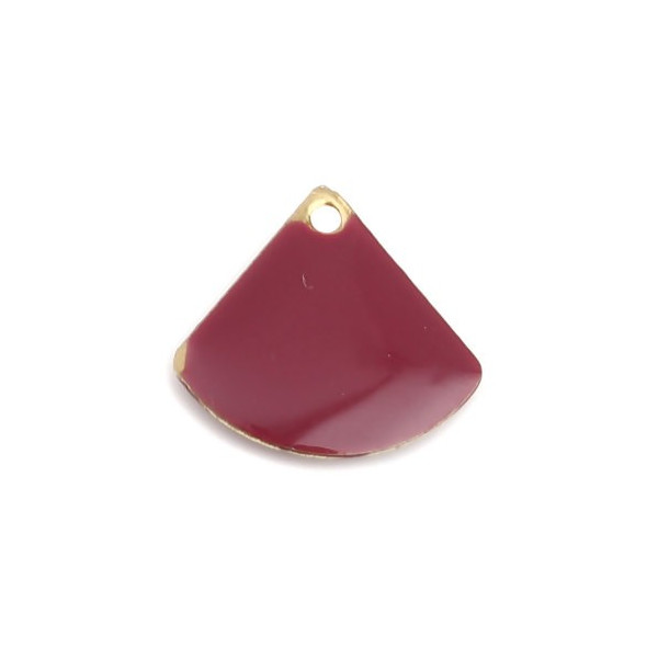 sequins médaillons émaillés Eventail 13 par 12mm Grenat sur une base en métal doré