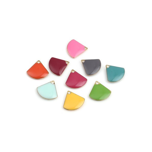 PS110238233 PAX 5 sequins médaillons émaillés Eventail 13 par 12mm Grenat