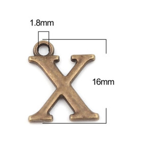 S110258899 PAX 26 Pendentifs Breloques Alphabet 16mm métal couleur Bronze