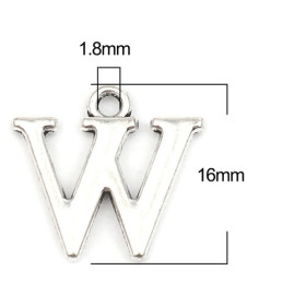 S110258900 PAX 26 Pendentifs Breloques Alphabet 16mm métal couleur Argent Antique