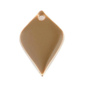sequins émaillés Pétaline, losange arrondi 18 par 12mm Café au lait sur une base en cuivre dorédoré
