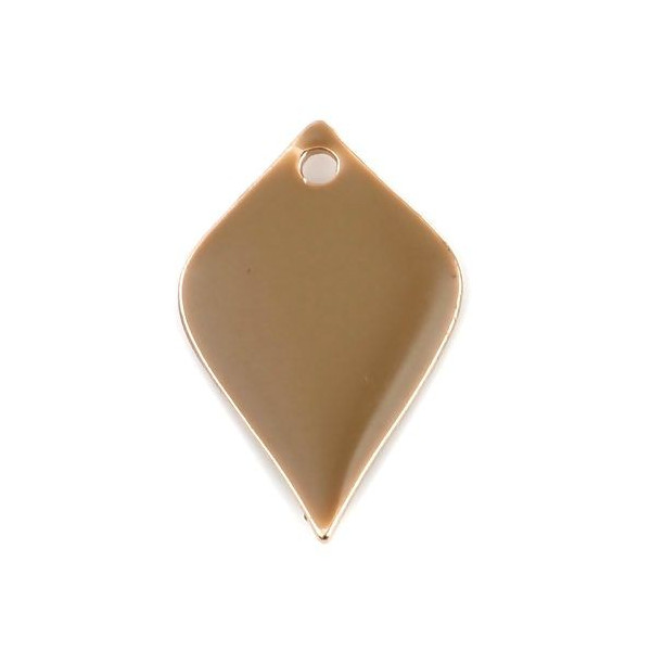 sequins émaillés Pétaline, losange arrondi 18 par 12mm Café au lait sur une base en cuivre dorédoré