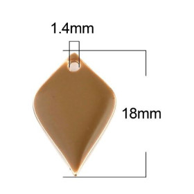 Sequins Émaillés Pétaline Losange Arrondi 18x12mm Café au Lait sur Cuivre Doré