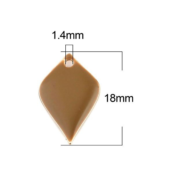 Sequins Émaillés Pétaline Losange Arrondi 18x12mm Café au Lait sur Cuivre Doré