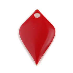 sequins émaillés Pétaline, losange arrondi 18 par 12mm Rouge sur une base en cuivre doré