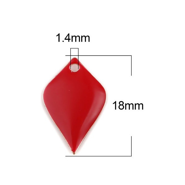 PS11669567 PAX 5 sequins émaillés Pétaline, losange arrondi 18 par 12mm Rouge sur une base en cuivre doré