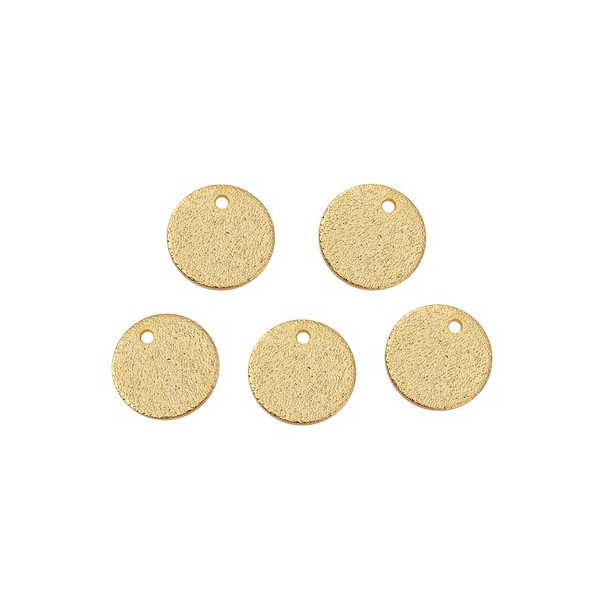 Pendentifs Medaille Stardust Effet Pailllettes Rondes 12mm cuivre coloris Doré