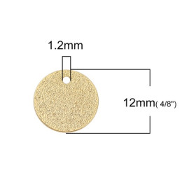 Pendentifs Medaille Stardust Effet Pailllettes Rondes 12mm cuivre coloris Doré