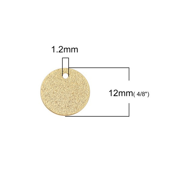 Pendentifs Medaille Stardust Effet Pailllettes Rondes 12mm cuivre coloris Doré
