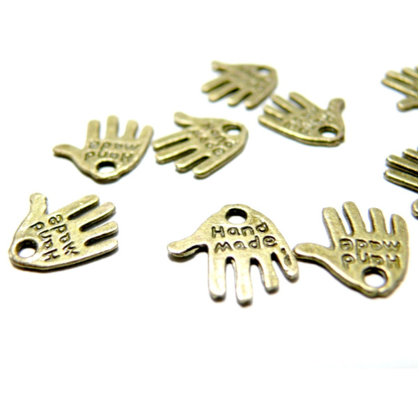 Pendentifs Breloques Hand Made Fait Main 13x12mm – Métal Bronze