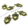 Apprêt bijoux 40 pendentifs coeurs fleur BR ref 2D2604 