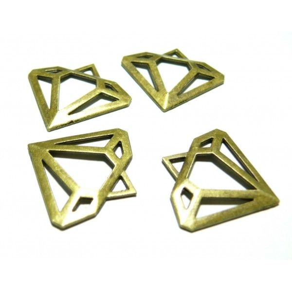 Accessoires pour bijoux: 10 pendentifs diamants 2B8936 Bronze