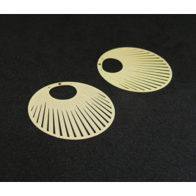 AE115240 Lot de 4 Estampes pendentif filigrane Cercle 30mm Jaune Pale