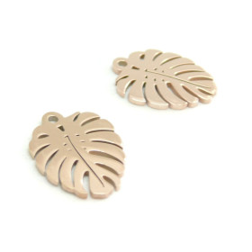 Pendentifs breloques Feuille Montserrat 17 mm en Acier Inoxydable 304 Or Rose pour bijoux raffinés