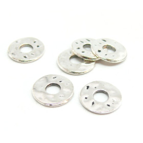 PS11002870 PAX 50 perles intercalaires Rondelles Plates martélées 12mm métal coloris Argent Antique