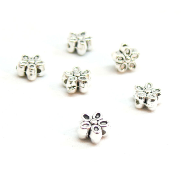 Perles Intercalaires Fleurs 7mm métal coloris Argent Antique