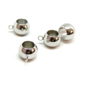 Pendentifs bélières Lisse 6mm,  Acier Inoxydable 304 finition Argenté