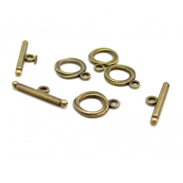 PS1103046 PAX 20 sets fermoirs T toggle TORSADE metal couleur BRONZE
