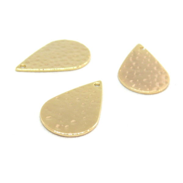 pendentifs Goutte Martelé 22 mm cuivre couleur Doré 18K