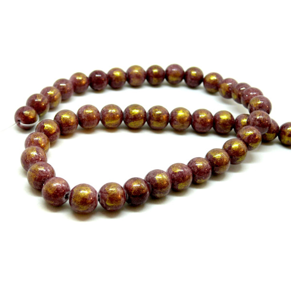 Perles Jade Mashan Grenat mordoré 8mm