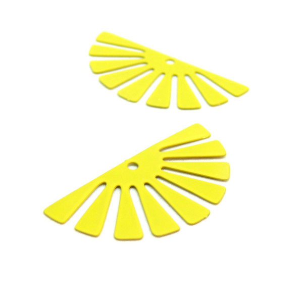 Estampes pendentif filigrane demi Soleil Eventail Jaune 18 par 35 mm