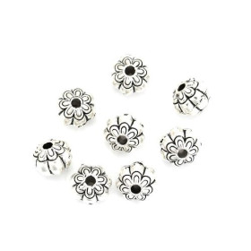 Perles intercalaires Fleur 3D 8 par 6mm metal couleur Argent Antique